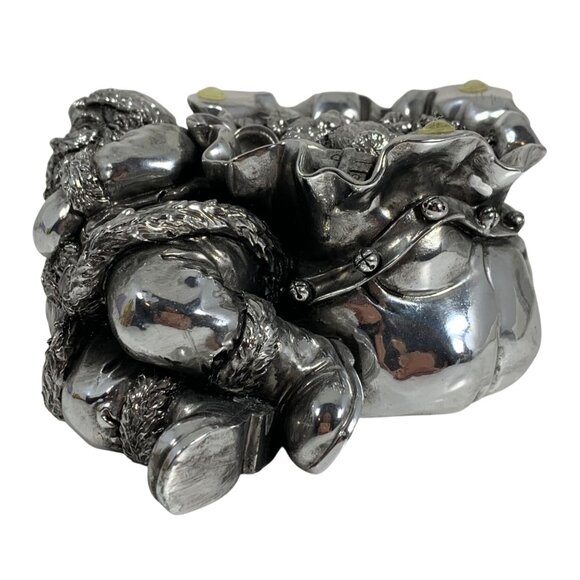 Silver-Tone Intricate Lounging Santa Claus Toy Sack Figurine Paperweight Holiday - Picture 4 of 9